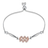 CZ Rose Gold Aquarius Constellation Wave Hearts 925 Bracelet