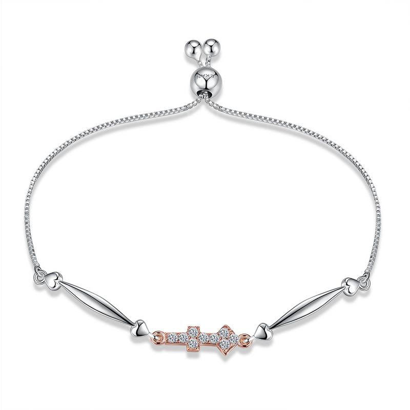 CZ Sagittarius Constellation Rose Gold Hearts 925 Bracelet