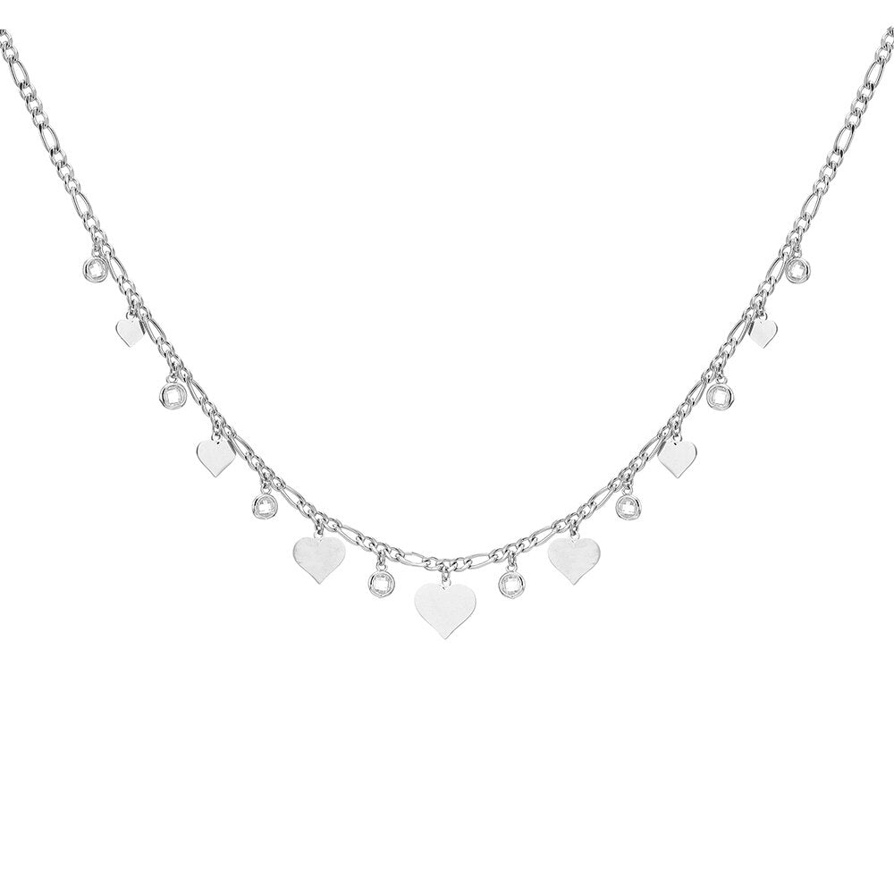 CZ Zircon Necklaces for Women 100% Stainless Steel Romantic Small Heart Tassel Rose Gold Color Pendant Necklace Jewelry