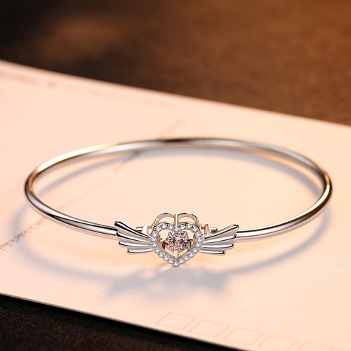 925 Sterling Silver Bangles for Women Angel Wing Shape AAA Cubic Zircon Paved 925 Silver Fashion Bangle Jewelry Gift