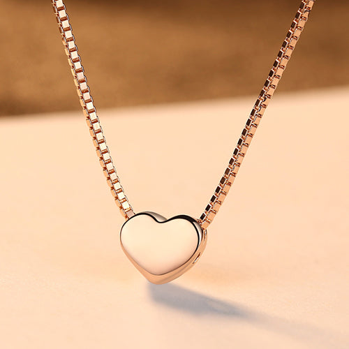 925 Sterling Silver Jewelry Fine Fashion Cute Love Heart Shaped Necklace Pendants Top Quality Rose Gold Color Necklaces