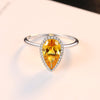 925 Sterling Silver Water Droplets White Yellow Shining CZ Ring for Women Wedding Engagement Jewelry Gift
