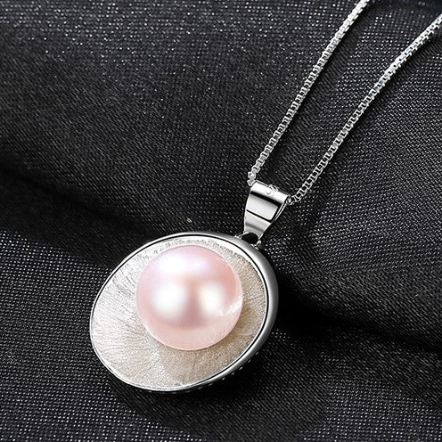 Brand 925 Silver Chain Pendant Necklace for Women 9-9.5mm Pearl Pendant High Quality Fine Jewelry Women Gift
