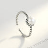 Brand 925 Sterling Silver Retro Twist Braiding with Natural Pearl Finger Ring for Women Engagement Anniversary Jewelry
