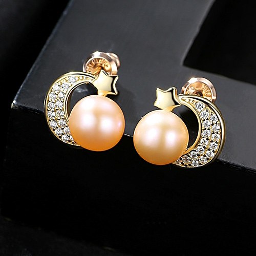 Brand Classic Jewelry 925 Sterling Silver Real 7-7.5mm Pearl Stud Earrings for Women Party Wedding Accessories