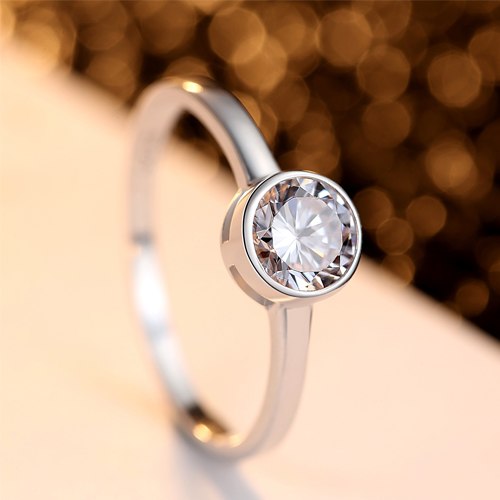 Brand Female Finger Ring Single Simple One Carat Zircon Stone 925 Sterling Silver Women Wedding Engagement Rings Jewelry