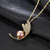 Brand New Natural Pearl Silver Pendant Necklace Feather Shape Jewelry for Women 925 Silver Jewelry Girls Gift