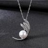 Brand New Natural Pearl Silver Pendant Necklace Feather Shape Jewelry for Women 925 Silver Jewelry Girls Gift