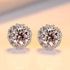 Brand Tiny Cubic Zirconia Flower Cute Stud Earrings 925 Silver Engagement Jewelry for Bride Women Earrings for Party Gift