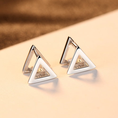 Brand Triangular Shape Genuine 925 Sterling Silver Clip on Earrings For Women Lovely Fashion & Classic Style Fine Jewelry