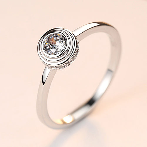 Bridal Wedding Finger Ring Silver 925 Round 1 Carat Cubic Zirconia Love Rings for Women Sterling Silver Jewelry Gift