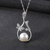 Butterfly Flowers Pendant Chain Necklace Micro Paved Zircon Stone Natural Pearl Jewelry Necklace for Women Wedding Gift