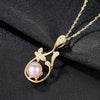 Butterfly Flowers Pendant Chain Necklace Micro Paved Zircon Stone Natural Pearl Jewelry Necklace for Women Wedding Gift