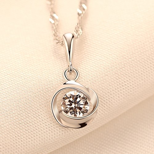 Chain Pendant Necklace Classic Rose Flower Cubic Zirconia 925 Sterling Silver Necklaces for Women Fine Jewelry Gift