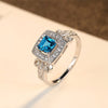 Classic Luxurious Natural Sky Blue Ro Solid 925 Sterling Silver Engagement Rings For Women Wedding Charm Ring Gift