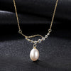 Clear CZ With 8-9mm Natural White Black Pearl Pendant 925 Sterling Silver Choker Necklace For Women S925 Silver Necklaces