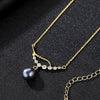 Clear CZ With 8-9mm Natural White Black Pearl Pendant 925 Sterling Silver Choker Necklace For Women S925 Silver Necklaces