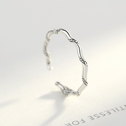 Cuff Rings Vintage Genuine 925 Sterling Silver Ring for Women Twisted Spiral Stackable Women Jewelry Mother's D Gift