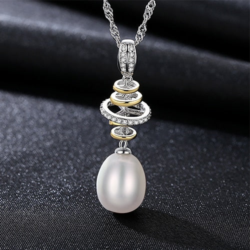 Elegant Lady 10-11mm White/ Pink/ Purple Natural Pearl 925 Sterling Silver Pendant Necklace Wedding Jewelry Women Gift
