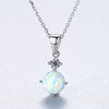 Exquisite Sterling Silver 925 Round Opal Pendant Necklace for Women Cut Silver Chain Pendant Necklaces Fashion Jewellery