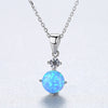 Exquisite Sterling Silver 925 Round Opal Pendant Necklace for Women Cut Silver Chain Pendant Necklaces Fashion Jewellery