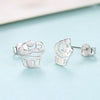 Fashion Sterling Silver 925 Stud Earrings for Women Brushed Vivid Asymmetry Cake Shape Earring Fine Jewelry Birthd Gift