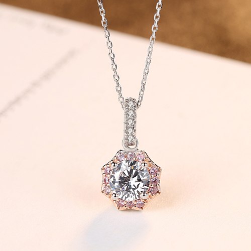Flower-Shaped 925 Sterling Silver Initial Necklaces Pendant Best Gift for Mom Dancing Party Fine Jewelry Gift