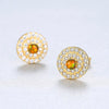 Genuine 925 Sterling Silver Stud Earrings for Women Fire Opal Round Shape Charming Women Post Earring Engagement Jewelry