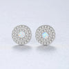 Genuine 925 Sterling Silver Stud Earrings for Women Fire Opal Round Shape Charming Women Post Earring Engagement Jewelry