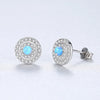Genuine 925 Sterling Silver Stud Earrings for Women Fire Opal Round Shape Charming Women Post Earring Engagement Jewelry