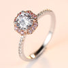 Genuine 925 Sterling Silver White Zircon Finger Ring for Girls Two-Color Gold Pink Flower Rings for Women Party Jewelry