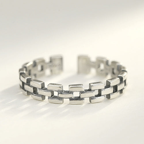 Geometric Genuine 925 Sterling Silver Open Rings for Women Carving S925 Silver Adjustable Ring Christmas Fine Jewellery