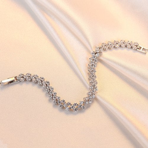 Hot Selling Roman Chain Bracelet for Women Luxury 2.75mm Cubic Zirconia Inl Charm Bride Wedding Bracelets & Bangles