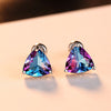 Luxury Rainbow Topaz Stud Earrings Real 100% 925 Sterling Silver Fashion Women Earring Jewelry Wholesale