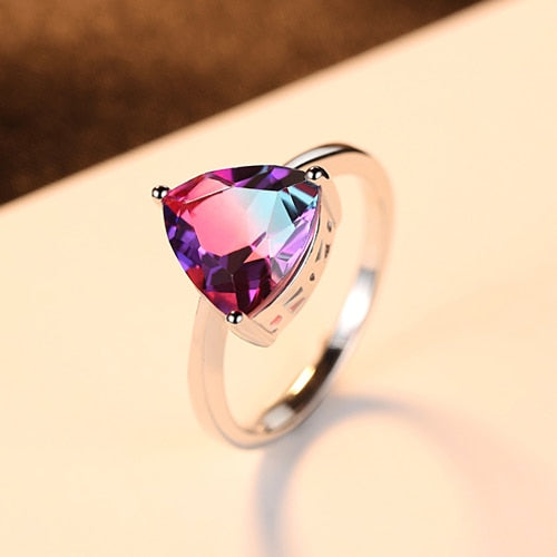 Nature Rainbow Fire Mystic Topaz Finger Rings for Women Anniversary Women 925 Sterling Silver Wedding Ring Female 2020