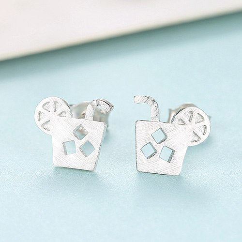New Sterling Silver 925 Fashion Stud Earrings for Women Beach Vacation Brushed Vivid Earring Fine Jewelry Orecchini Donna