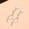 Pentagram Star Earrings for Women Trendy Tiny 925 Sterling Silver Star Stud Dangle Chain Earrings Brincos Bijoux Gifts