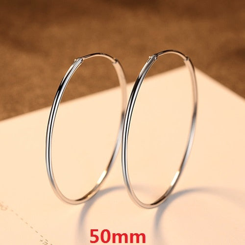 Popular 10-50mm Huggie Hoop Earrings for Women 925 Sterling Silver Classic Minimalistic Circle Earring Fine Jewelry