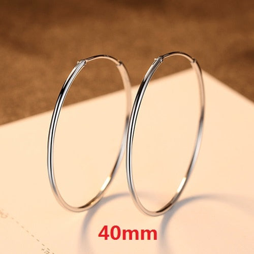 Popular 10-50mm Huggie Hoop Earrings for Women 925 Sterling Silver Classic Minimalistic Circle Earring Fine Jewelry