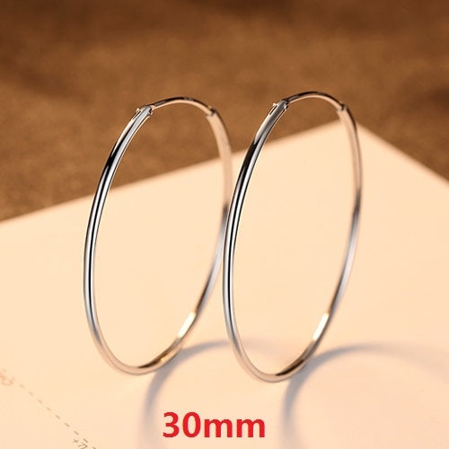 Popular 10-50mm Huggie Hoop Earrings for Women 925 Sterling Silver Classic Minimalistic Circle Earring Fine Jewelry