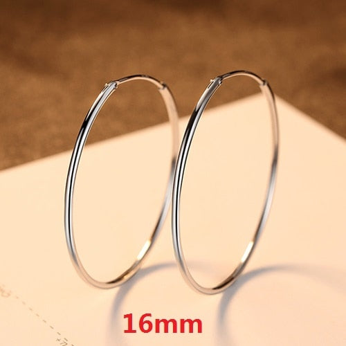 Popular 10-50mm Huggie Hoop Earrings for Women 925 Sterling Silver Classic Minimalistic Circle Earring Fine Jewelry