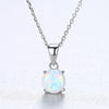 Pure Sterling Silver 925 Necklaces for Women Colorful Round Fire Opal Pendant Necklace Exquisite Jewellery Christma Gifts