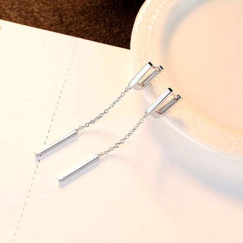 Real Silver Ear Buckle Type Long Earrings for Women Dangle Hanging Earrings 925 Sterling-silver Fashion Style Fine Jewelr