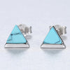 Real Sterling Silver 925 Stud Earrings for Women Triangle Created Turquoise Petite Post Earring Female Dating Jewellery