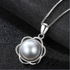 The Latest 100% Natural 8-8.5mm Black Gr Pearl Flower Shape Trendy Pendant Necklace with 925 Sterling Silver