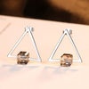 Triangle Design 925 Sterling Silver Stud Earrings for Women Created Crystal Big Post Earring Fine Jewelry Christmas Gifts