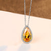White Yellow Cubic Zirconia Women Chain Silver Pendant Necklace for Women Classic Water Drop Type Statement Necklace Gift