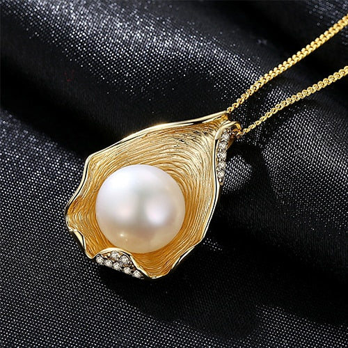 CZCITY100% 925 Silver Chain Pendant Necklaces for Women 10-15mm Pearl Pendant Necklace High Quality Fine Jewelry