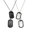 Cadena de eslabones estilo militar para hombre, colgante con letras de cuatro filas, doble fila, color negro