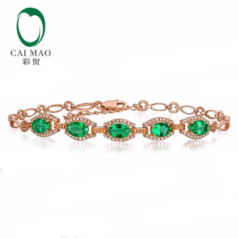 2.45 ct Natural Emerald 18KT/750 Rose Gold 0.36 ct Full Cut Diamond Bracelet bangle Jewelry Gemstone